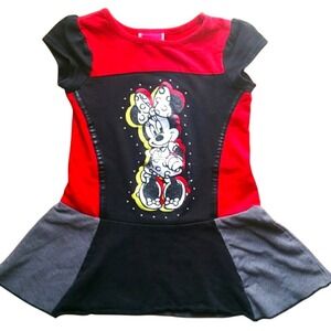 Disney‎ Minnie Mouse Red and Black Short Sleeve Sporty Dress Size 2T